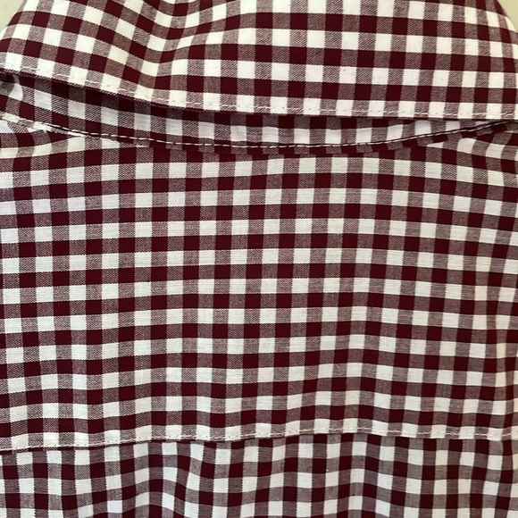 H&M Burgundy Maroon White Gingham Check Plaid Button Down Dress Shirt Men S - Picture 6 of 7
